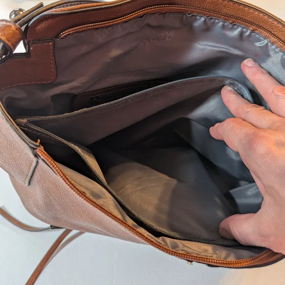 Realer Soft Brown Faux Leather Purse Handbag Large Bucket Hobo Crossbody - Picture 8 of 12